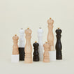 Group of Classic Salt & Pepper mills in black and white.