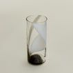 Close up of Blown Glass Highball in White and Grey.