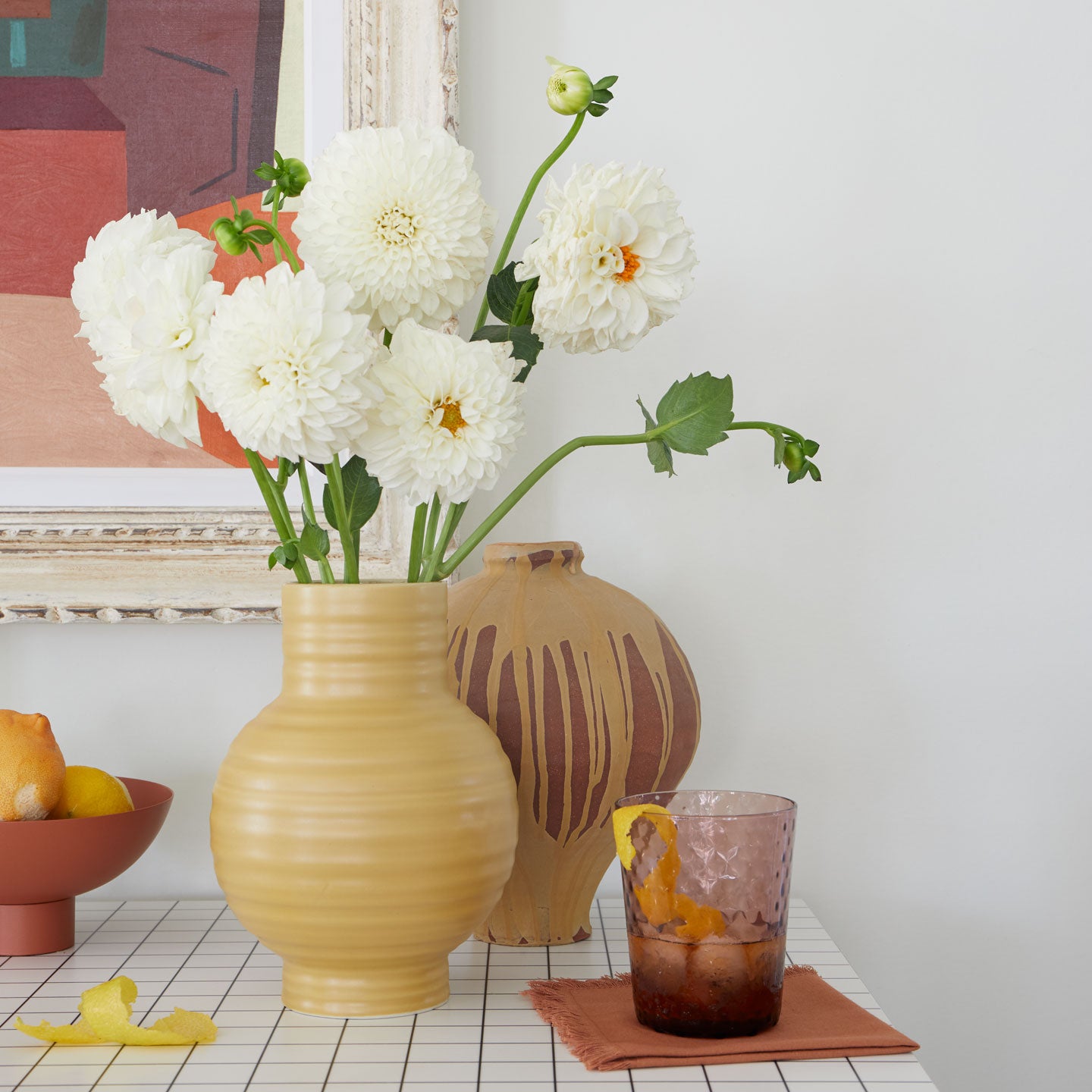 Essential vase in Mustard with party bar.