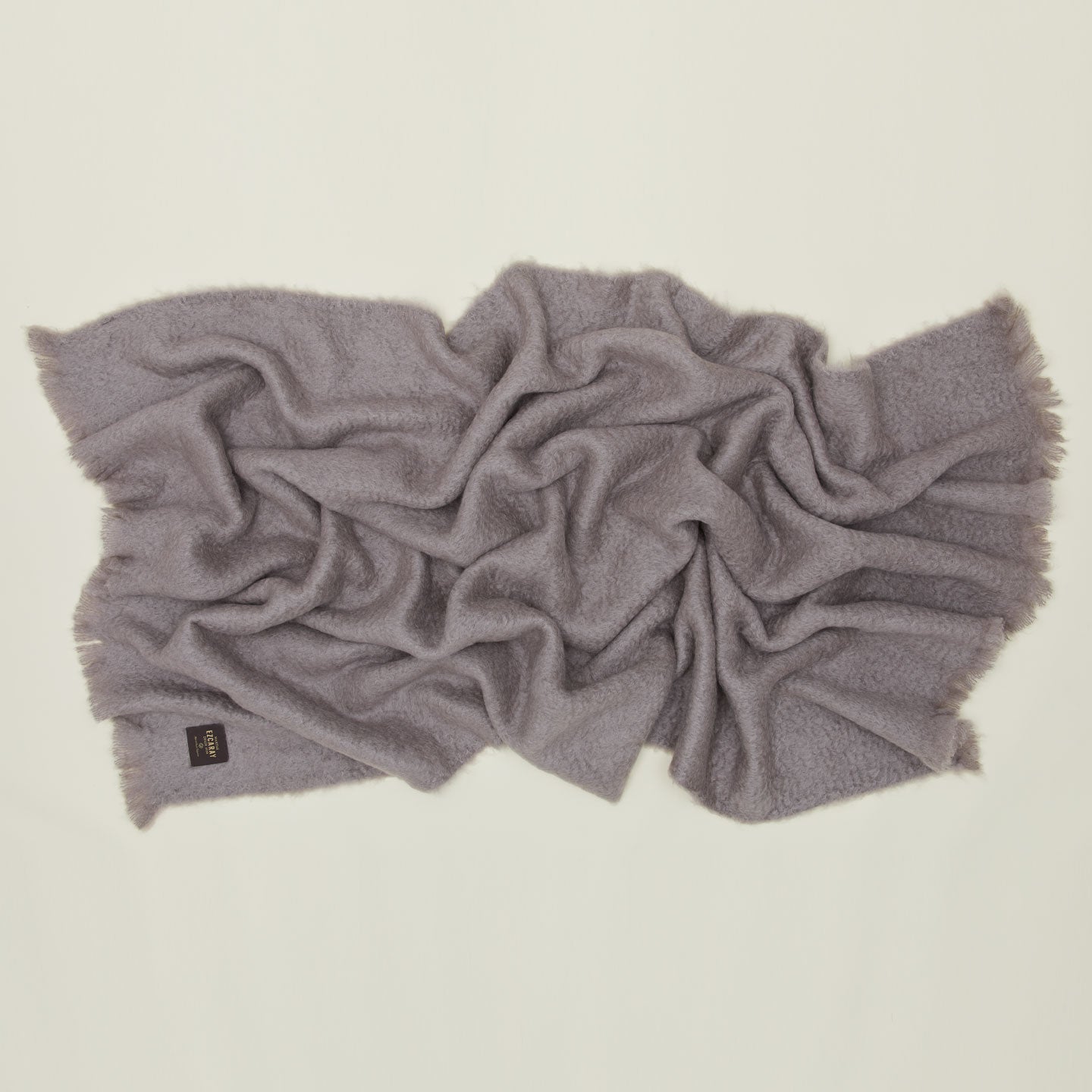 Solid Mohair Throw - Grey
