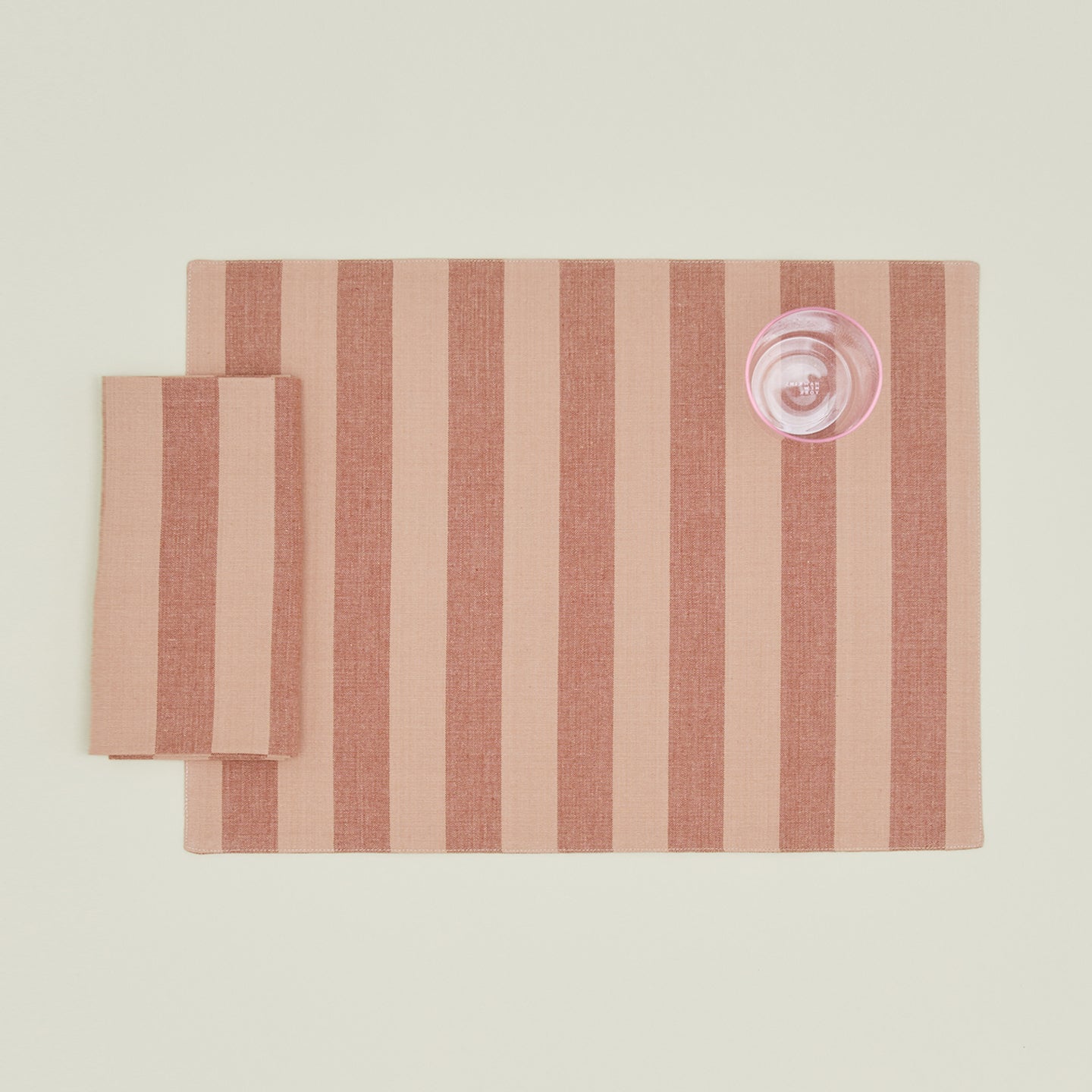 Essential Striped Dinner Napkin and Placemat in Blush and Terracotta