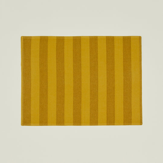 Essential Striped Placemat, Set of 4 - Mustard/Bronze
