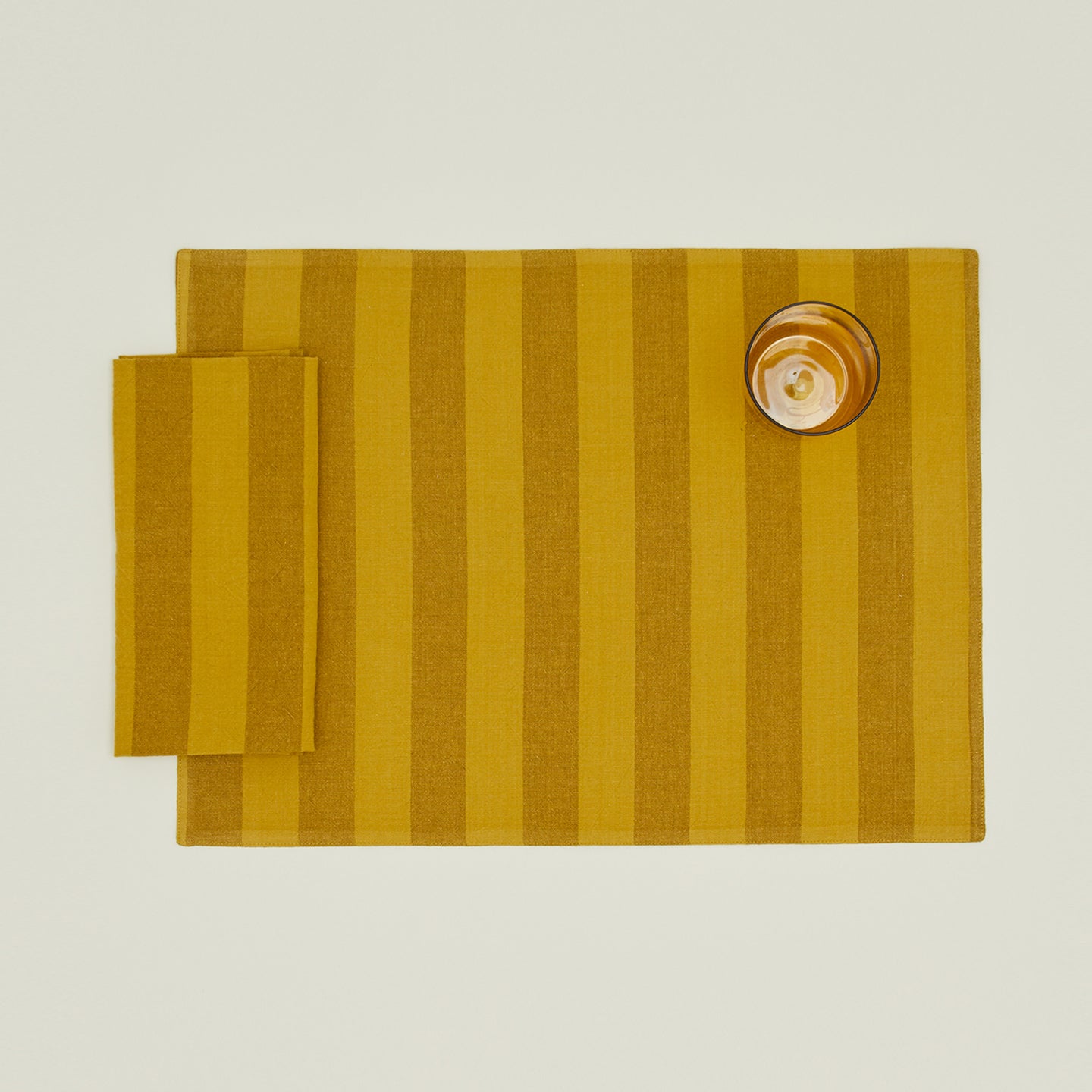 Essential Striped Placemat, Set of 4 - Mustard/Bronze