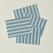 Set of four Essential Striped Placemats in Sky and Peacock.