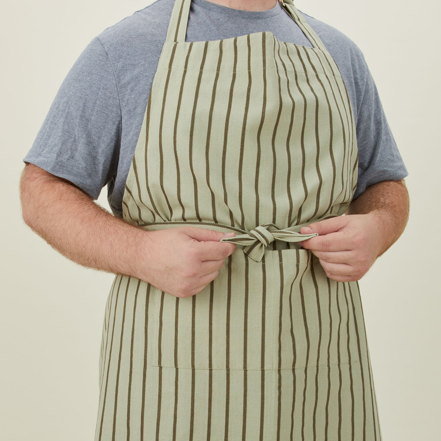 Essential Striped Apron -Sage/Olive