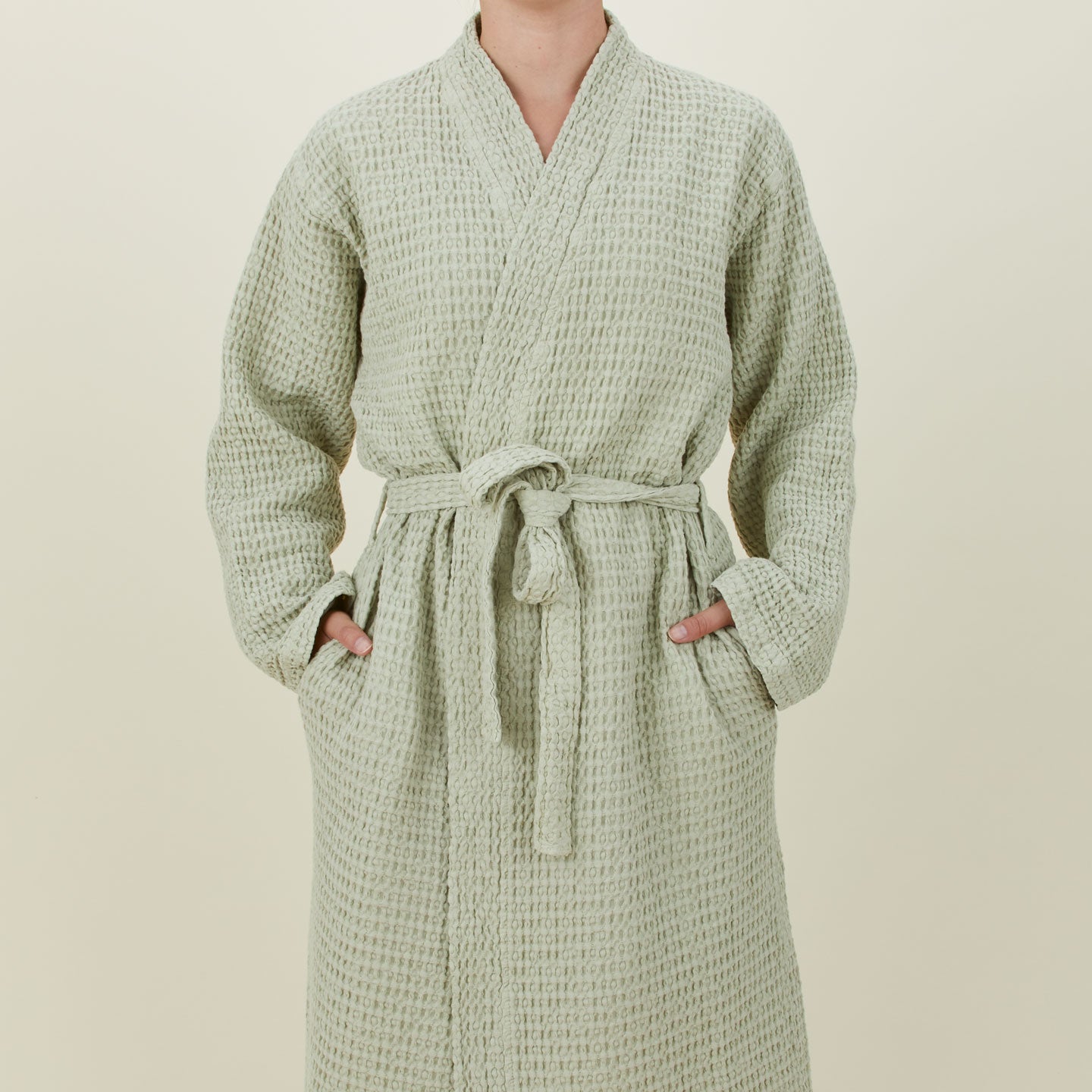 Simple Waffle Bathrobe - Sage