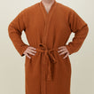 Simple Waffle Bathrobe - Terracotta
