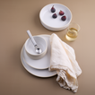 Modernist dinnerware, Simple glassware, Minimal flatware, Simple Linen napkin