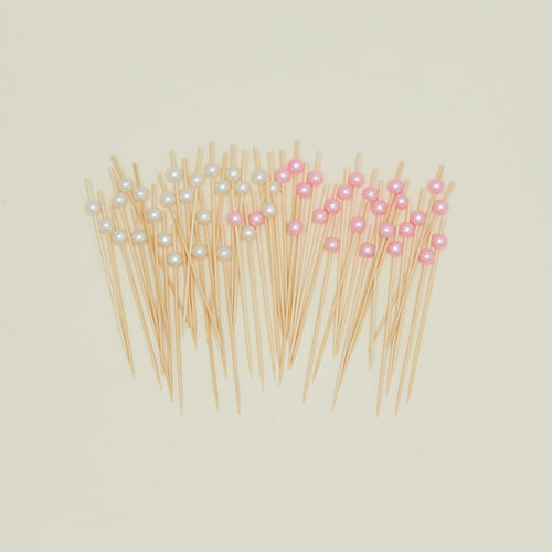 Faux Pearl Cocktail Pick in pink and pearl