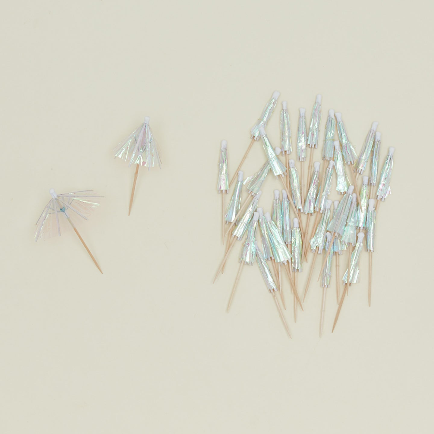 Iridescent cocktail umbrellas