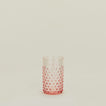 Textured blush glass tumbler.