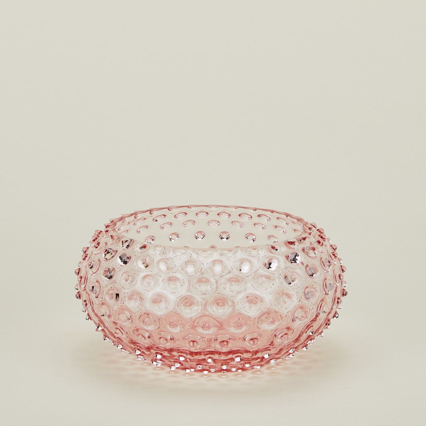 Glass hobnail blush serving bowl.