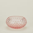 Glass hobnail blush serving bowl.