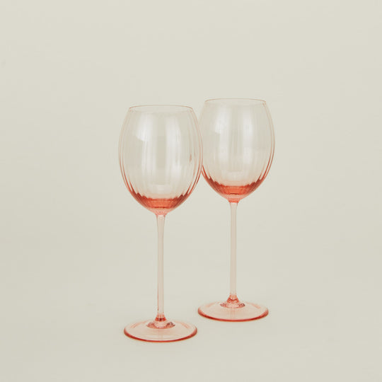 Ribbed White Wine Glass, Set of 2 - Blush