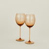 Ribbed White Wine Glass, Set of 2 - Brown