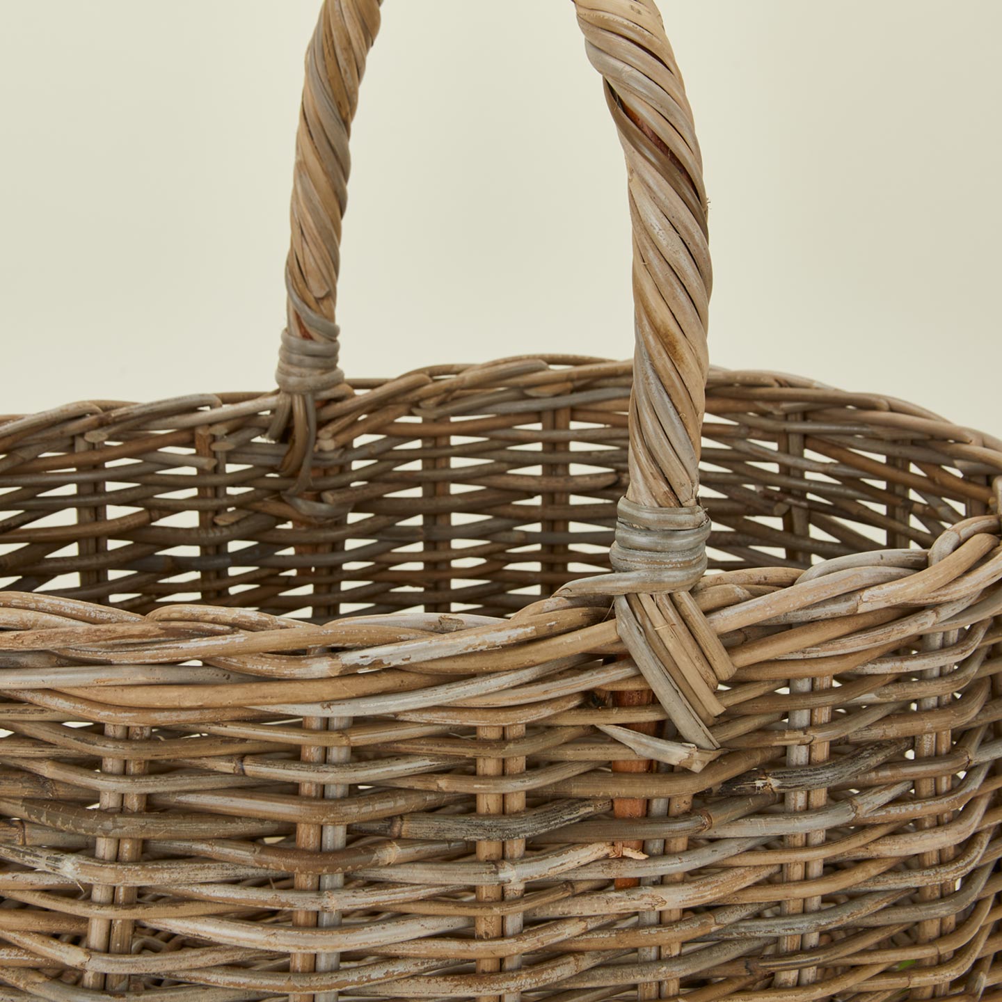 Close up view of Basketly rattan market basket