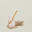 Travertine scalloped coasters with glass