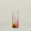 Blown Glass Highball with blush and amber swirl pattern.