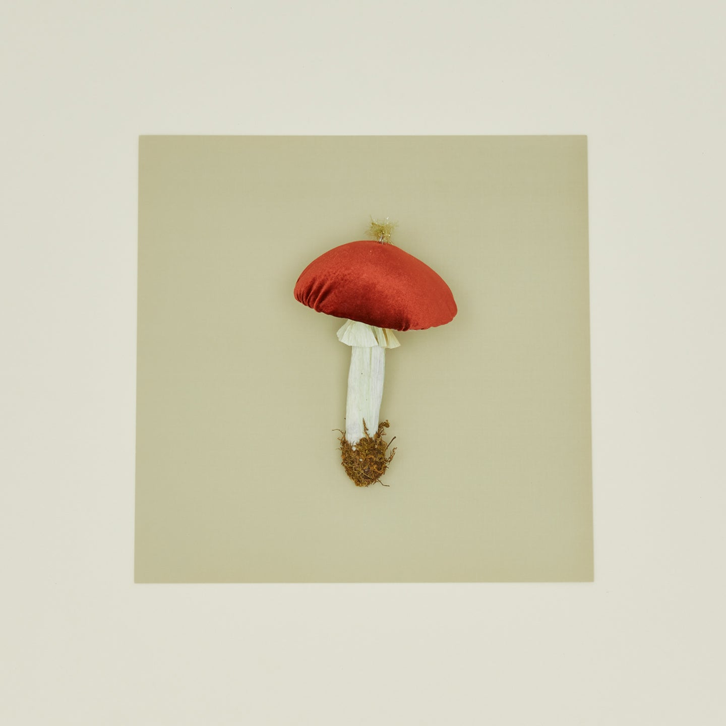 Handmade Velvet Mushroom Ornament in red