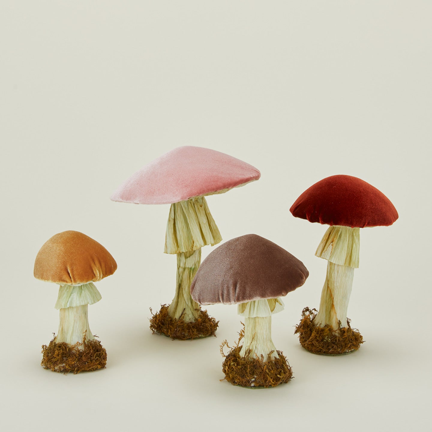 Handmade velvet mushroom family