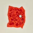 Tomato linen tea towel with slotted spoon