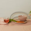 Blush tablescape with Simple Seeded Glass in Blush.