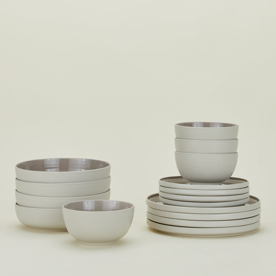 Essential Dinnerware, 16 Piece Set - Light Grey