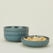 Set of 4 essential low bowls in peacock with tortilla chips