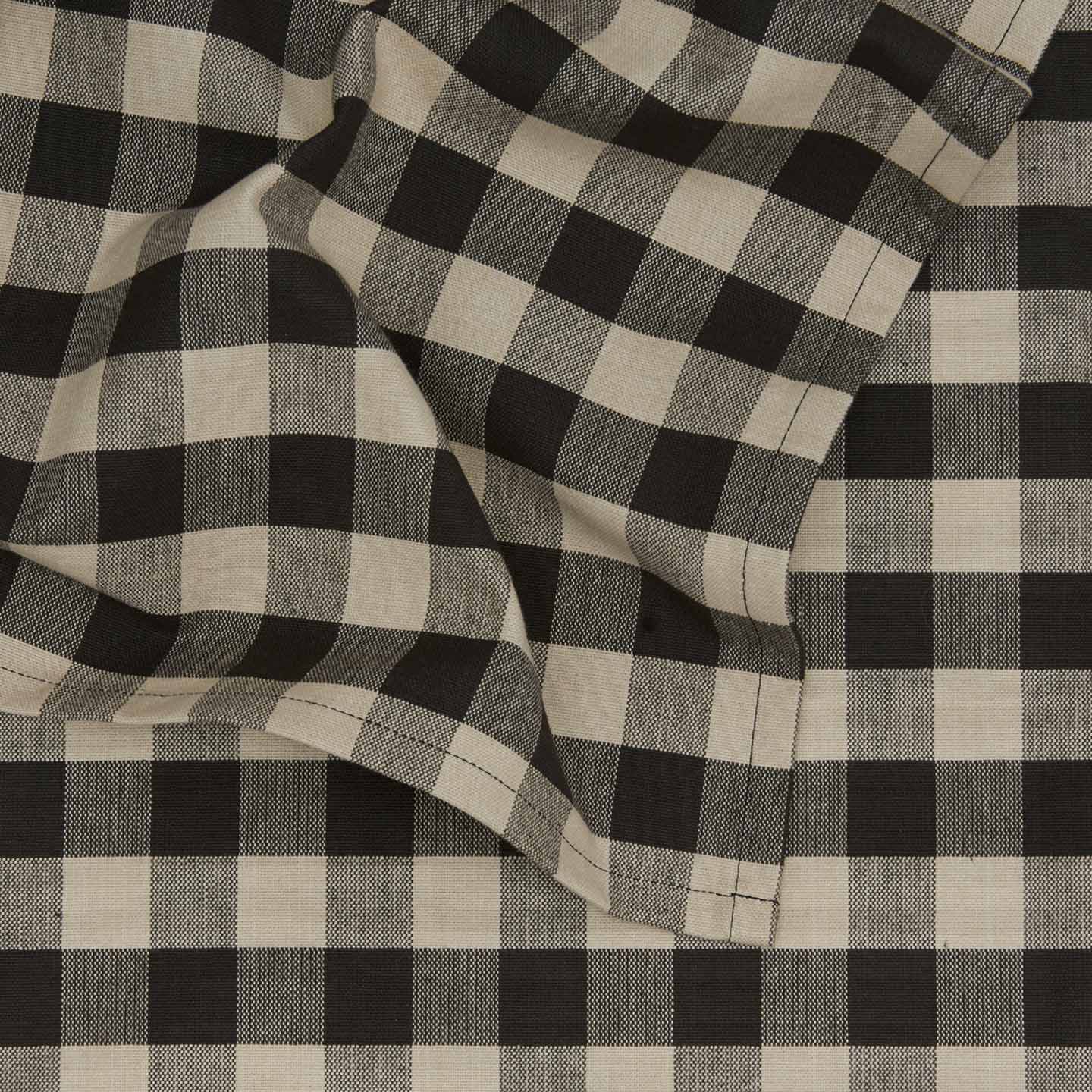 Close up view of Essential Gingham tablecloth in black/grey