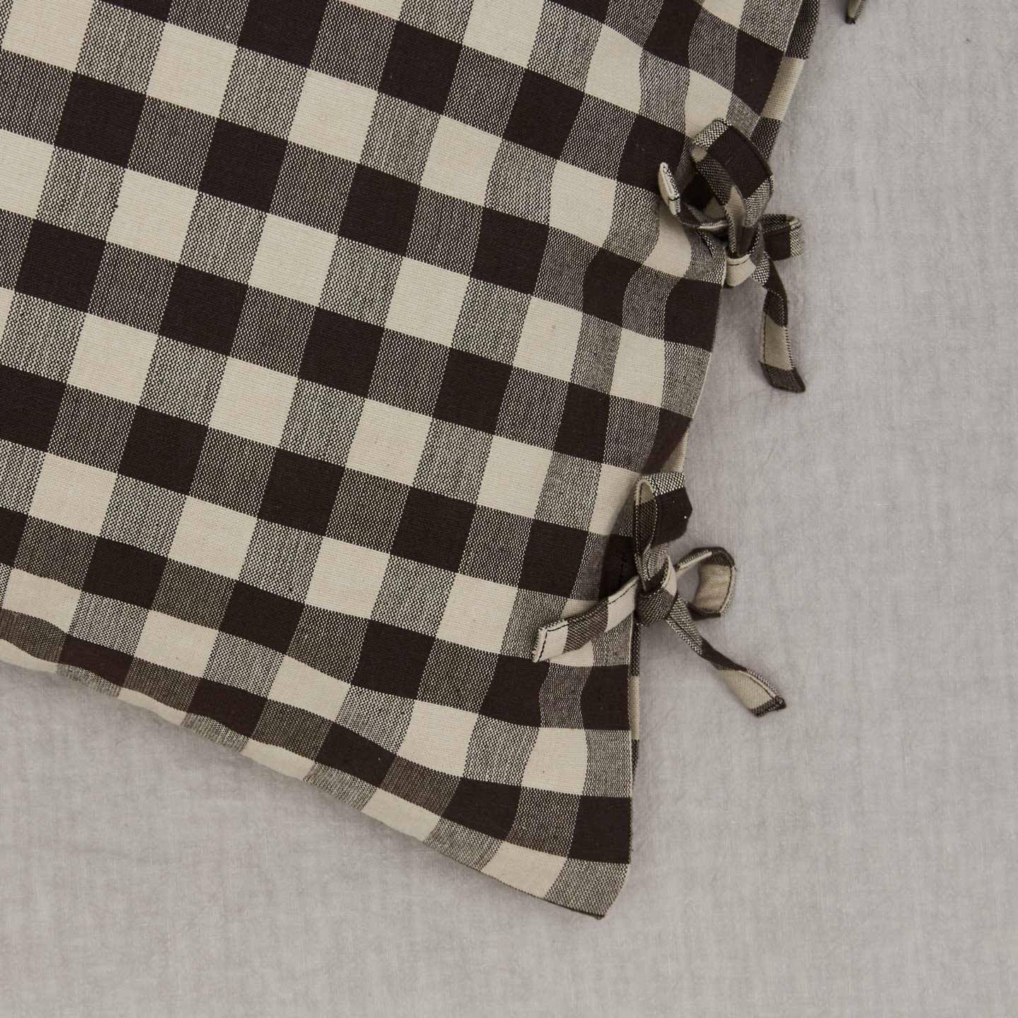 Close up view of essential gingham pillowcase 