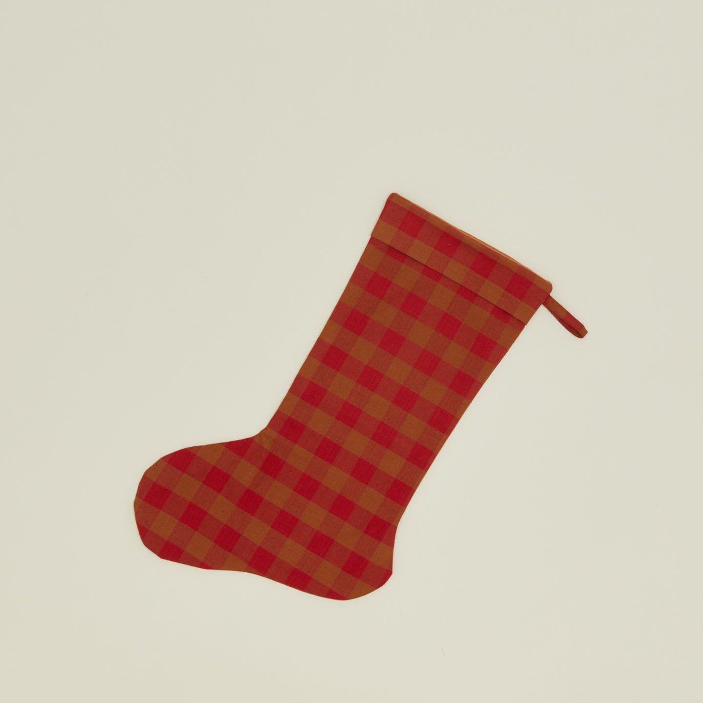 Essential Gingham Stocking - Terracotta/Red
