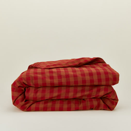 Essential Gingham Duvet - Red/Terracotta