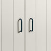 Small peacock pulls on white doors