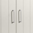 Large ivory pulls on white doors