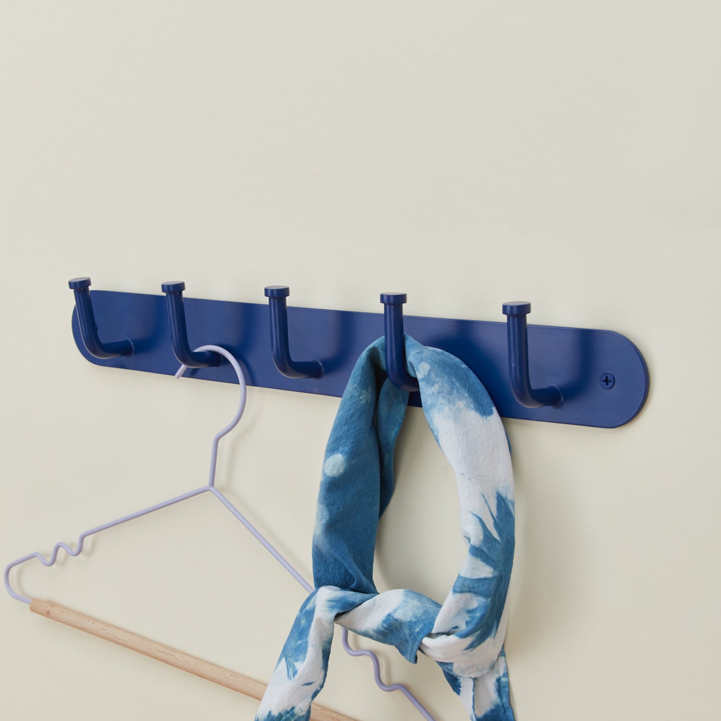 Essential hook rack in klein blue with hanger and bandana