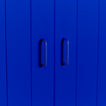 Small essential drawer pull in klein blue on cabinet