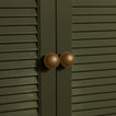 Large olive essential sphere knobs on louvered doors