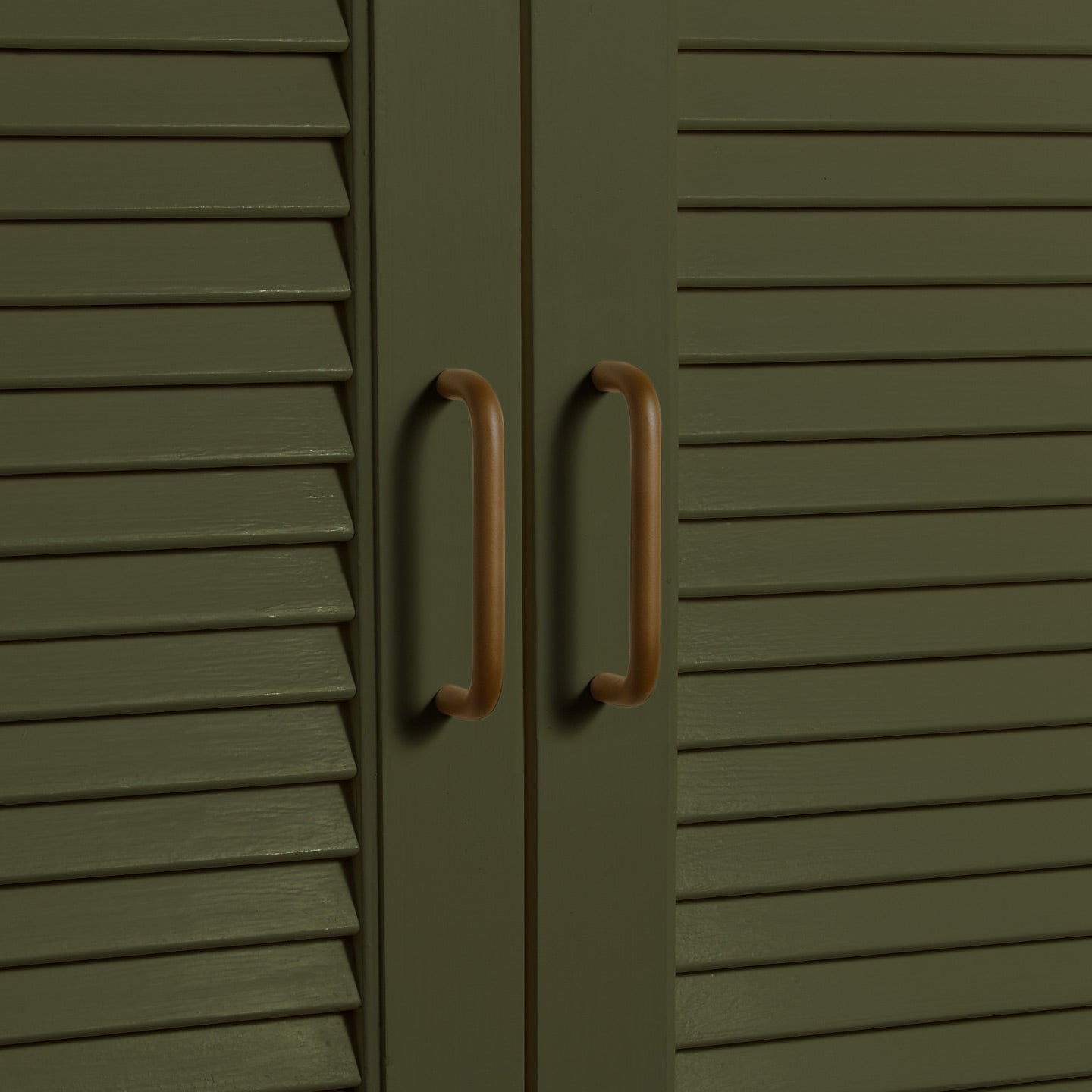 Small olive pulls on louvered doors