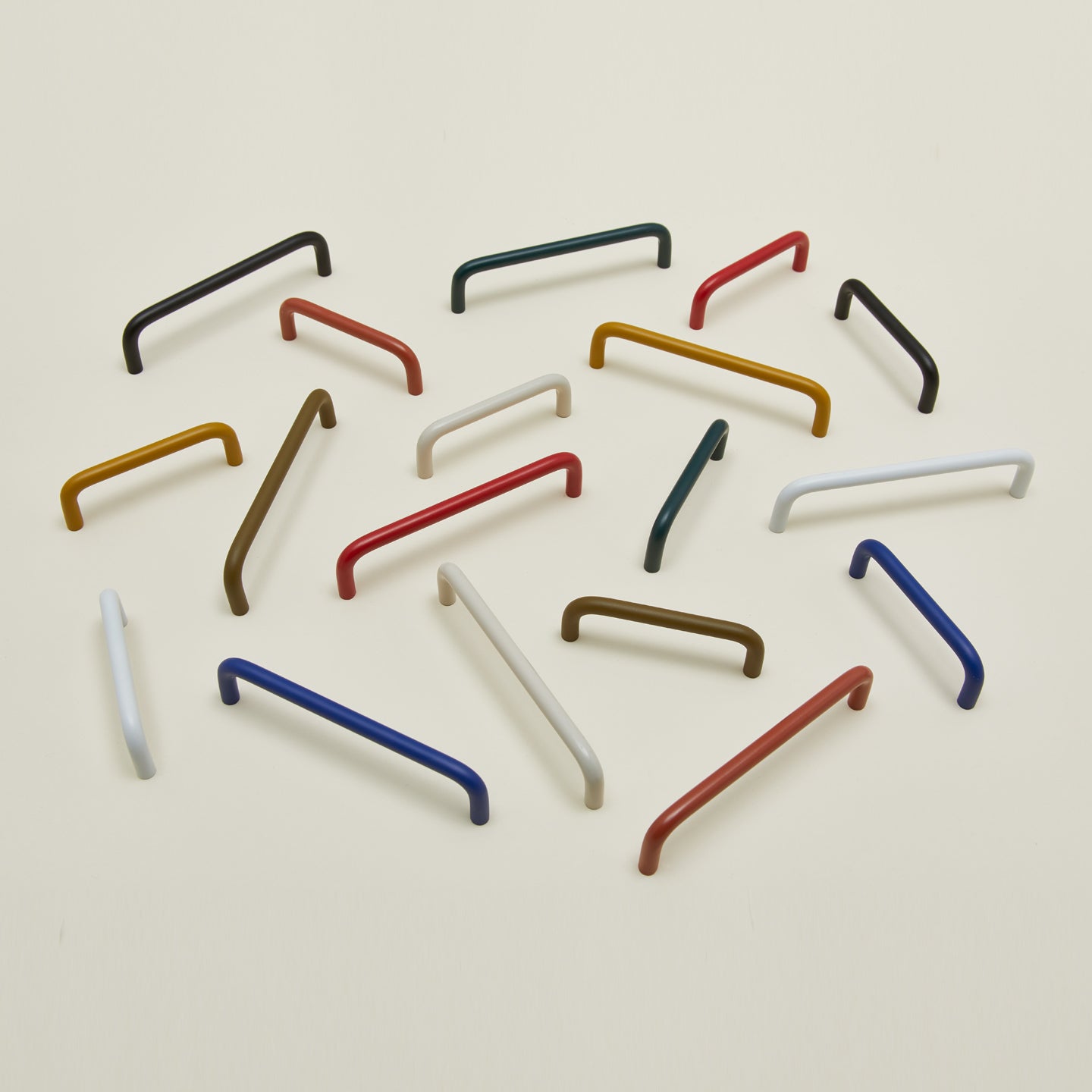 Essential drawer pulls in various colors and sizes
