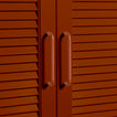 Large terracotta pulls on louvered doors