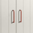 Large terracotta pulls on white doors