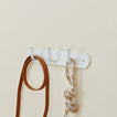Essential hook rack in white dog leash and dog toy