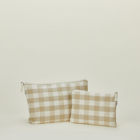 Essential Gingham Pouch - Ivory/Flax