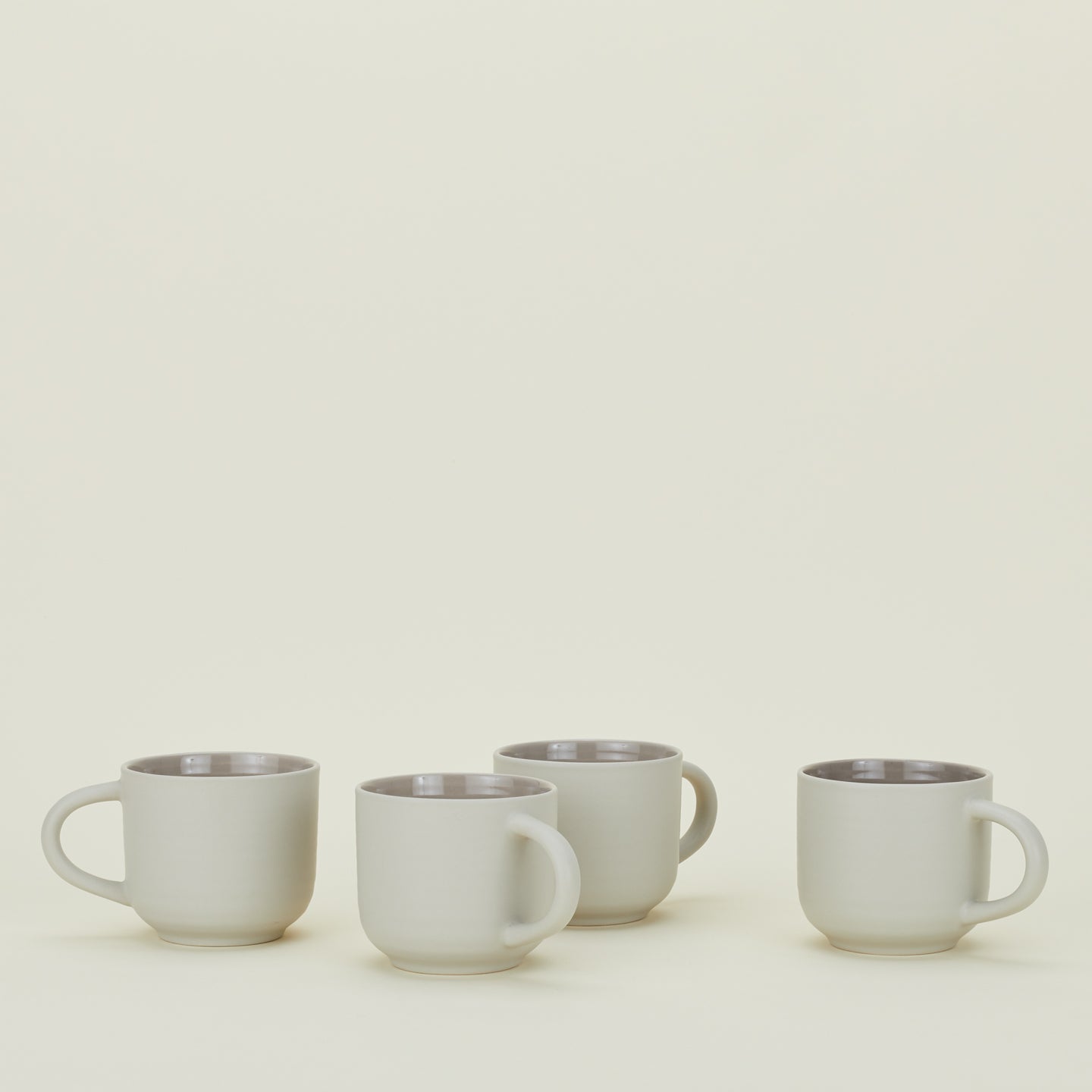 Four Essential Mugs in Light Grey.