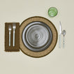 Essential Woven Placemat in olive with place setting.
