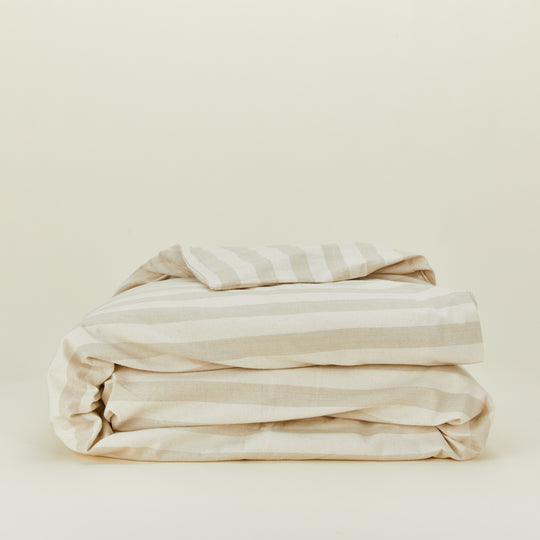 Essential Striped Duvet - Ivory/Flax