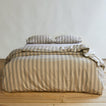 Essential Stripe Duvet - Light Grey/Dark Grey on bed with matching pillowcases