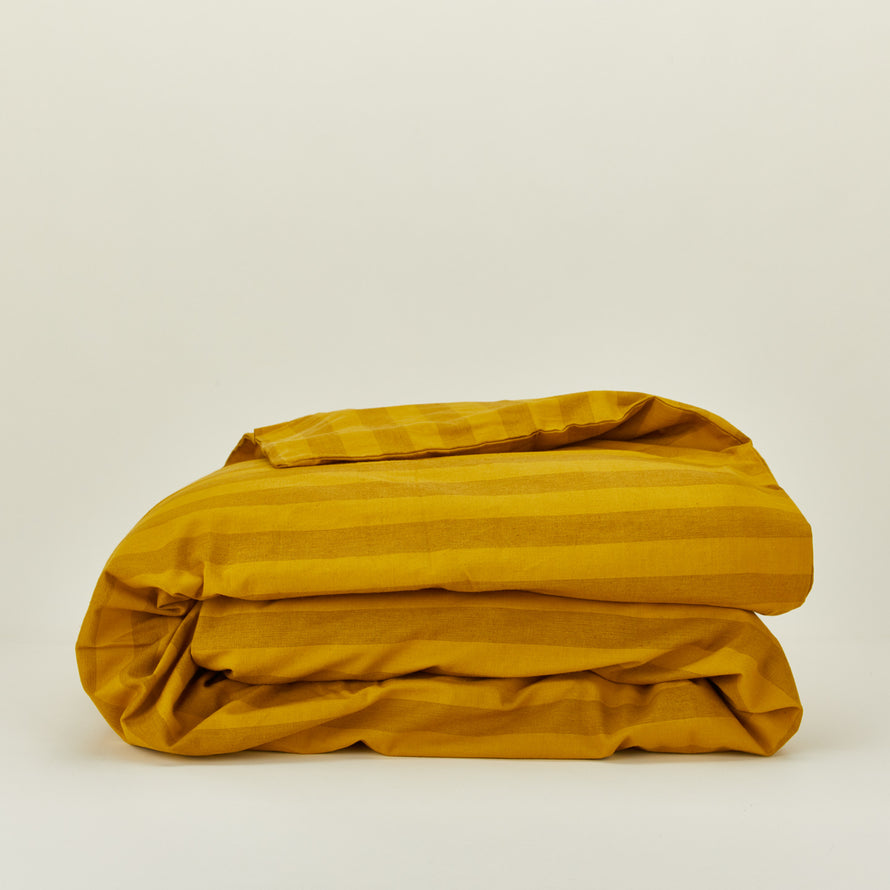 Essential Stripe Duvet - Mustard/Bronze