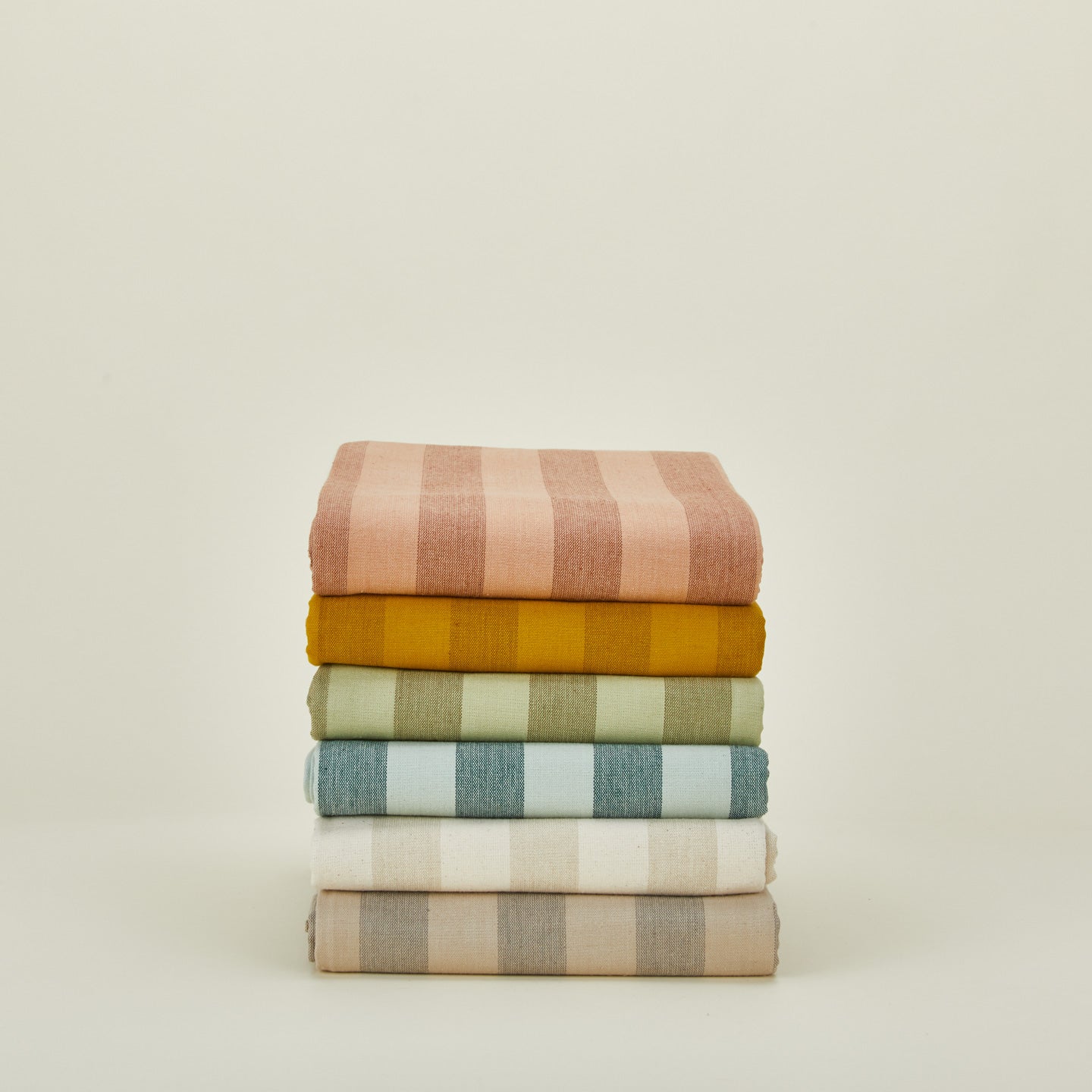 Essential striped shower curtain family