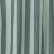 Close up view of essential striped shower curtain in sky / peacock
